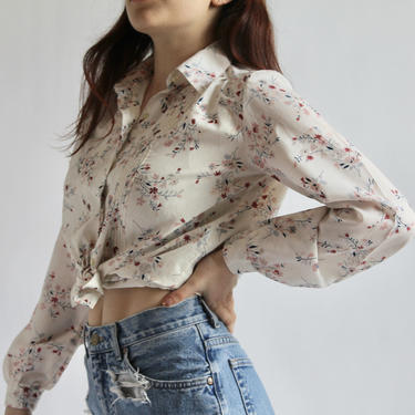 1980's Blouse with Sprays of Small Flowers fits S - M 