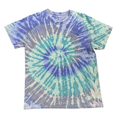 (M) Vintage Turquoise Blue Swirl Tie-Dye T-Shirt 121821 SO
