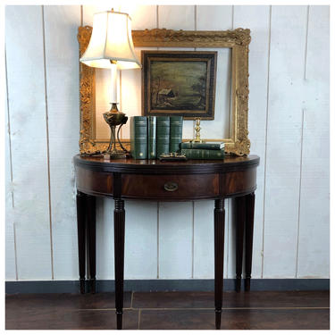 1940s Sheraton style demilune card table 