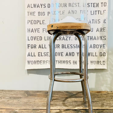 Rustic Bar Stool | Counter Stool | Wooden Stool | Plant Stand | Metal Frame | Industrial | Wood Stool | Metal Stool | Seating | Desk Stool 