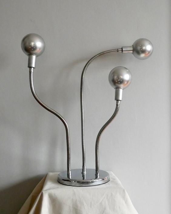 MCM Chrome Plated and Painted Metal Adjustable Arms Table Lamp