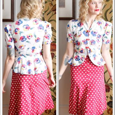 1930s Skirt // Polka Dot ALine Skirt // vintage 30s skirt 
