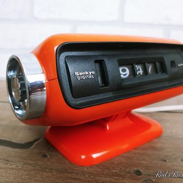Retro Orange Sankyo Digital Flip Alarm Clock  Model 101 