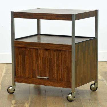 Mid Century Industrial Rolling Cart W Storage Cabinet 