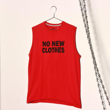 No New Clothes Muscle Tee in Red / Zero Waste Reworked Clothing / Large 