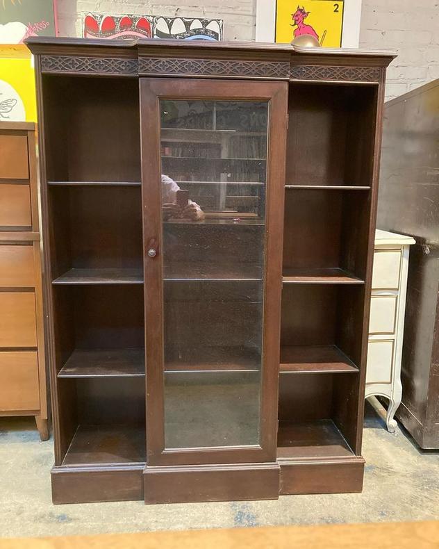 Glass front bookcase. 38” wide 12” deep 52” tall. 