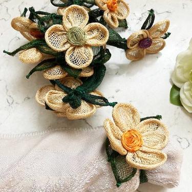 12 Piece Vintage Handmade Multi Color Floral Napkin Holder, Antique Party Table Decoration by LeChalet