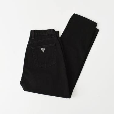 vintage 90s Guess jeans, tapered black denim, size M 