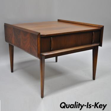 Lane Walnut &amp; Rosewood End Table One Drawer Vintage Mid Century Modern