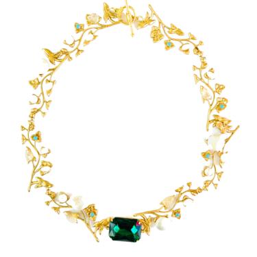 The Pink Reef Euro Emerald necklace with pearls and moonstone