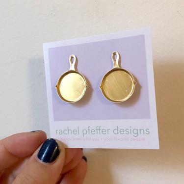 Brass Frying Pan Studs with Sterling Silver Posts 