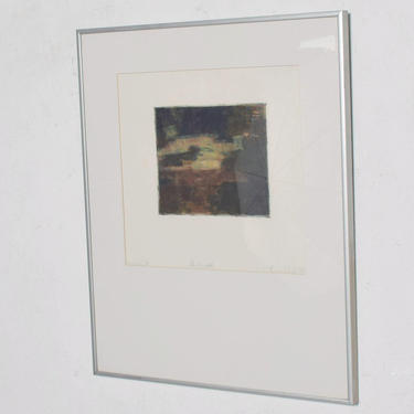 Classic Modernist Abstract Landscape Signed Aluminum Frame 