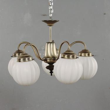 Brass &amp; Glass Globes Chandelier – ONLINE ONLY