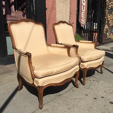 Tired Caboose | Pair of Classic French style Bergère Chairs 