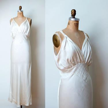 1930s Braided Bias Cut Nightgown / 30s Minimal Wedding Dress 