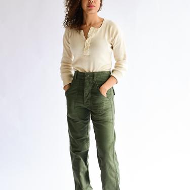 Vintage 26 27 Waist Slim Army Pants | Button Fly Fatigues | 