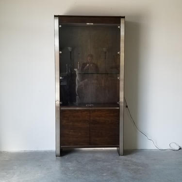1970's Mid- Century Walnut Display Cabinet by Founders 