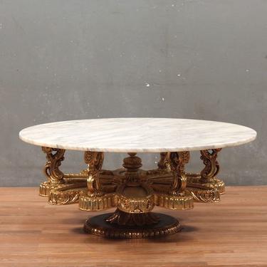 Large Regency Ornate Marble &amp; Brass Coffee Table – ONLINE ONLY