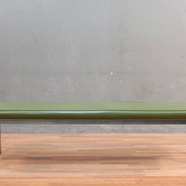 Mid Century Green Vinyl and Chrome Bench – ONLINE ONLY