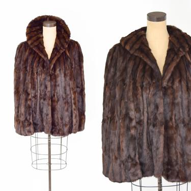 1940s Brown Mink Fur Cape | 40s Mink Fur Wrap | Morton's | One Size 