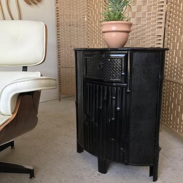 Black Vintage Bamboo Corner Table