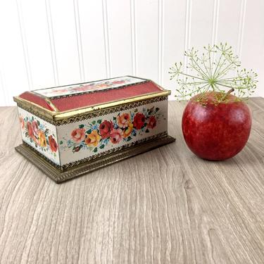 Linette candy tin - vintage Klann West German floral tin 