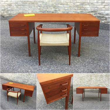 Exceptional Teak Desk With Companion Chair 