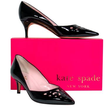 Kate Spade - Black Patent &quot;Sanja&quot; Cutout Kitten Heels Sz 10