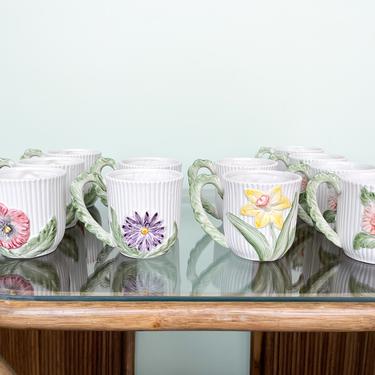 Set of Ten Fitz and Floyd Flower Mugs