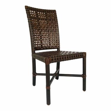 Baker McGuire Organic Modern Woven Rawhide Leather and Brown Rattan Dining Chair