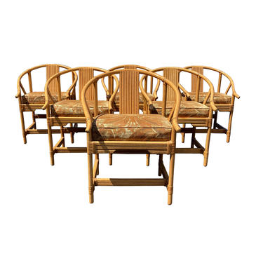 Vintage Rattan Ming Dining Chairs Set of 6 