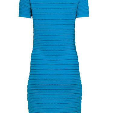 Michael Michael Kors - Turquoise Scalloped Edge Striped Bodycon Dress Sz M