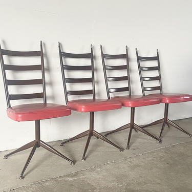 Mid-Century Swivel Ladderback Dining Chairs - set of Four 
