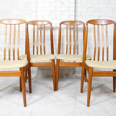 Vintage mcm set of 4 teak dining chairs by Benny Linden made in Denmark | Free delivery in NYC and Hudson Valley areas 