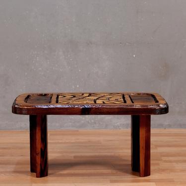 Compact Mid Century Carved Tiki Coffee Table