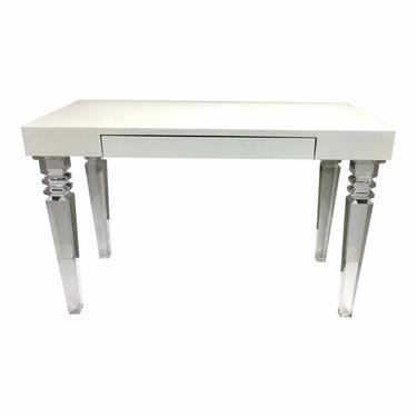 Contemporary White Lacquer and Acrylic Writing Desk (AS IS)