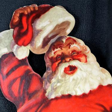 Vintage 2' Cardboard Santa Display - Mid-Century Christmas Display - 2 Feet Tall Santa - Vintage Christmas - Art by Joy Weaver 