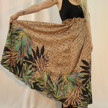 Leopard and tropical paperbag skirt 