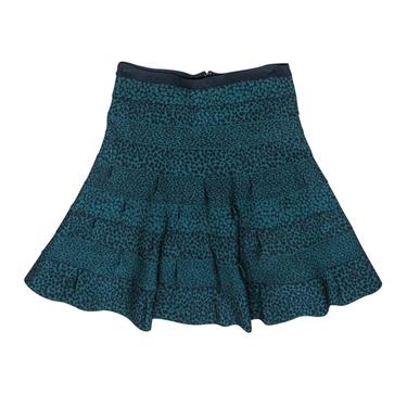 Herve Leger - Turquoise &amp; Navy Speckled Tiered Skirt Sz S
