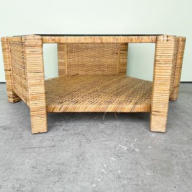 Island Style Rattan Wrapped Hex Coffee Table
