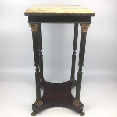Antique Claw Foot Table With Marble Top 