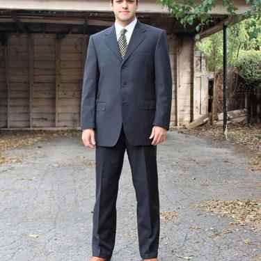 Vintage 1980s Canali Suit, Three Button, Gray Wool, Italian Style, 40R US, 50R Men 