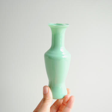 Vintage Small Seafoam Green Glass Vase, Flower Vase, Bud Vase, Tiny Green Vase 