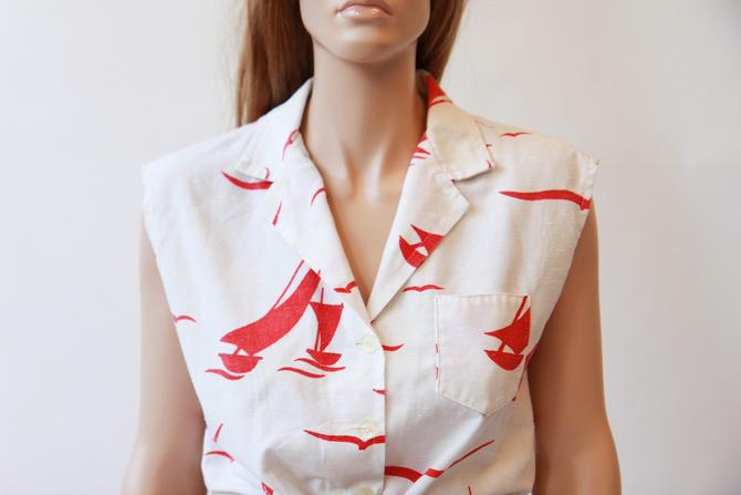 60s/70s sailboat shirt dress 