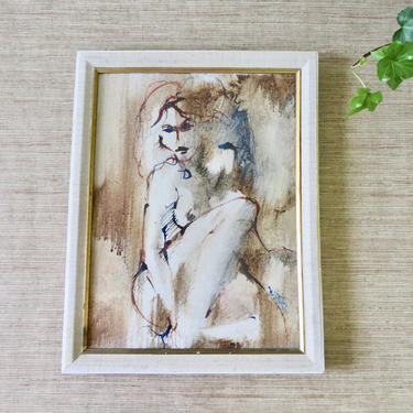 Vintage Nude Art - Framed Nude Art - Partially Nude Woman Art 