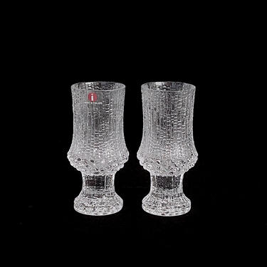 Vintage Mid Century Modern Tapio Wirkkala Ultima Thule CORDIAL Drinking Glasses Set of 2 IITTALA 3.75&amp;quot; Tall Finland Classic Modern Design 