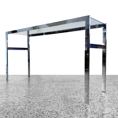 Mid Century Modern Chrome and Smoked Glass Console Table 