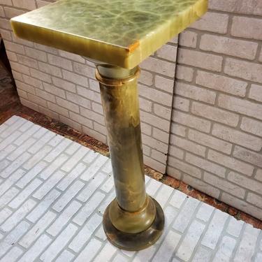 Antique Italian Green Onyx Pedestal Stand