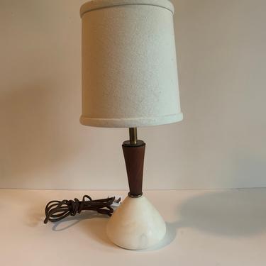 Mid Century Modern Alabaster Marble and Wood Lamp Hall Lamp Night Stand Lamp Desk Lamp 