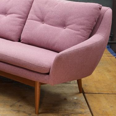 Danish 1960s Pink Teak Sofa Vintage Mid-Century Modern Scandinavian Mad Men Hjelle Norway Penguin Juhl Vodder Wegner